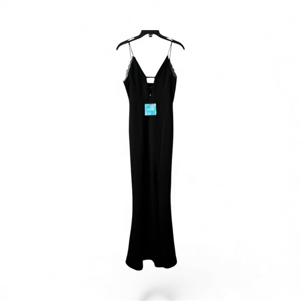 MISGUIDED Black Mermaid Cut Spaghetti Strap Special Ocassions Gown Med BNWT